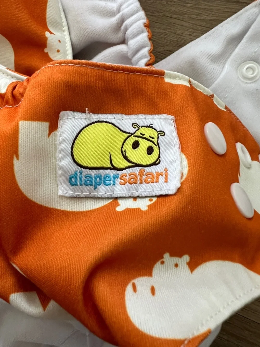 Orange Hippo Print Diaper Safari Baby Cloth Diaper Pocket Covers Set of 7